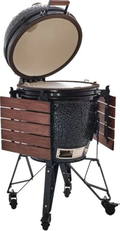 The Bastard Keramikgrill Classic Large - Complete - Schwarz Glänzend - Modell 2023 -Outdoor-Grillladen Bastard Grill Large Complete Deckel Seitentische BC201