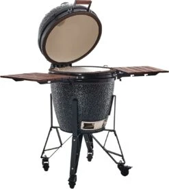 The Bastard Keramikgrill Classic Large - Complete - Schwarz Glänzend - Modell 2023 -Outdoor-Grillladen Bastard Grill Large Complete Deckel offen BC201