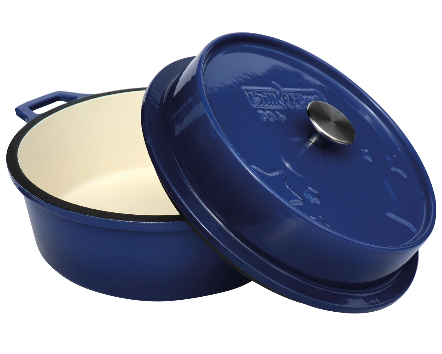 Grillfürst Emaillierter Dutch Oven Ohne Füsse DO4 - Blau 1 Grillfürst Emaillierter Dutch Oven Ohne Füsse DO4 - Blau