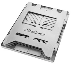 Fennek Hobo Kocher Premium Zum Klappen / Titan Mit Tasche Und Aschewanne -Outdoor-Grillladen Fennek Hobo Kocher Premium Titan zusammengeklappt