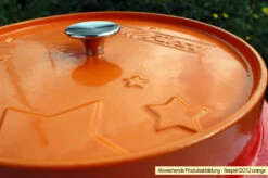 Grillfürst Emaillierter Dutch Oven Ohne Füsse DO7,5 - Rot -Outdoor-Grillladen Grillfuerst Dutch Oven farbig DO12 orange Deckel 2