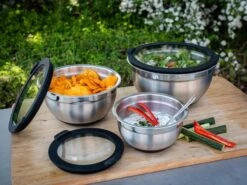 Grillfürst BBQ 3er Edelstahlschüssel Set Mit Glasdeckel 31 Grillfürst BBQ 3er Edelstahlschüssel Set Mit Glasdeckel -Outdoor-Grillladen Grillfuerst Edelstahlschuessel Set mit Glasdeckel