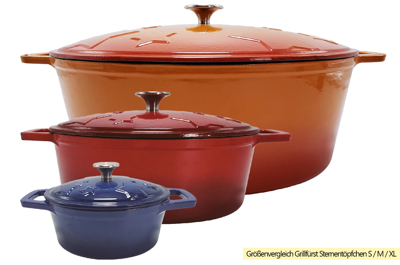 Grillfürst Dutch Oven Sternentöpfchen / Gusseisen Bräter - Emailliert - S - Blau 7 Grillfürst Dutch Oven Sternentöpfchen / Gusseisen Bräter - Emailliert - S - Blau – Bild 7