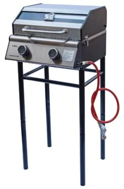 Grillfürst G201E 2-Brenner Gasgrill Portabel V2 - Campinggrill / Balkongrill 50mbar - Inkl. Untergestell -Outdoor-Grillladen Grillfuerst Untergestell G201