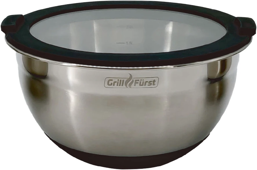 Grillfürst BBQ 3er Edelstahlschüssel Set Mit Glasdeckel 2 Grillfürst BBQ 3er Edelstahlschüssel Set Mit Glasdeckel – Bild 2