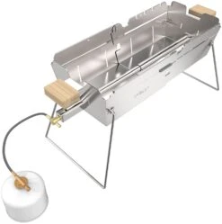 Knister Edelstahl-Gasgrill - Ausziehbarer Kompaktgrill -Outdoor-Grillladen Knister Edelstahl Gasgrill Kompaktgrill Brenner