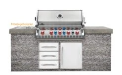Napoleon Prestige Pro 665-3 Edelstahl Einbaugrill Erdgas - Inkl. Drehspieß - Modell 2023 -Outdoor-Grillladen Napoelon Prestige Pro 665 Einbaugrill Montagebeispiel 1