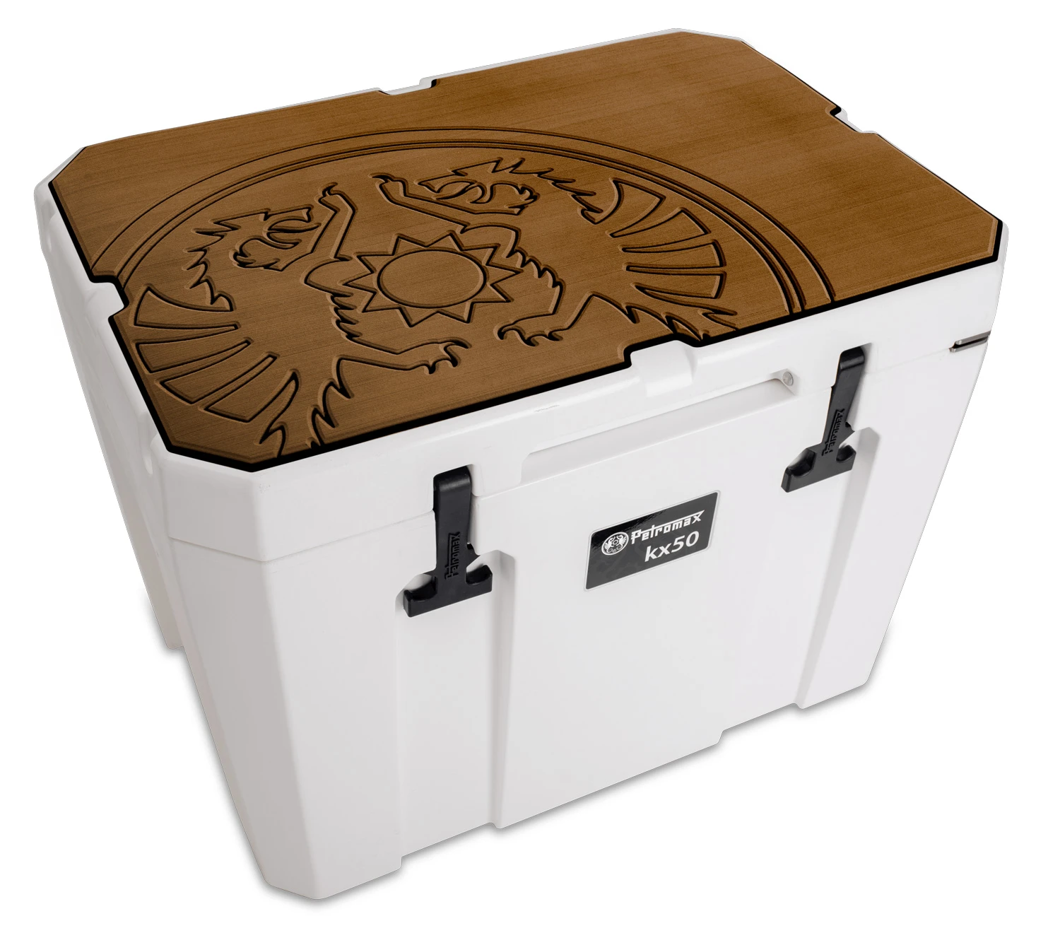 Petromax Haft-Auflage Für Kühlbox Kx50 Braun Mit Drachenemblem 1 Petromax Haft-Auflage Für Kühlbox Kx50 Braun Mit Drachenemblem