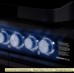 Rösle Gasgrill Magnum PRO G3 Inkl. Abdeckhaube - Modell 2023 -Outdoor-Grillladen Roesle Magnum Pro Drehregler beleuchtet Beispiel G4 S