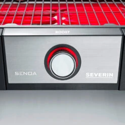 Severin Elektro Tischgrill SENOA Boost - Boost Zone 500°C - 3.000 W -Outdoor-Grillladen Severin Senoa boost s PG8113 Drehknopf beleuchtet rot