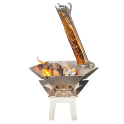 Fennek Flammlachshalterung Aus Edelstahl Mit Zubehör Und Tasche -Outdoor-Grillladen fennek edelstahl flammlachshalter hexagon