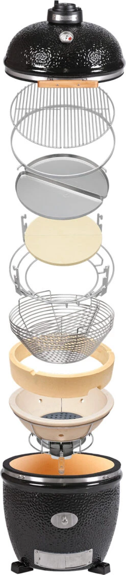 Monolith Grill CLASSIC BBQ GURU - PRO-Serie 1.0 Schwarz - MIT Gestell Und Seitentischen -Outdoor-Grillladen monolith pro serie aufbau 2